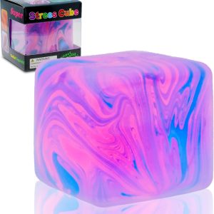 Squishy Sensory Fidget Toys Stress Cube. Gel Filled Stretchy Stress Balls for Kids Adults. Soft Ice Cube Sugar Ball for Boys Girls. Slow Rising Squishies Squeeze Balls Anxiety Relief for Autism. Gifts